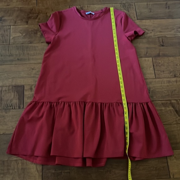 Zara Womens Red Short Sleeve Loose Fit Knee Length Tiered Dress Size M - Picture 5 of 7